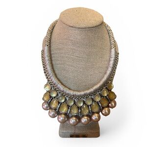 Lydell NYC Gold and Brown Statement Necklace